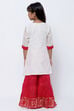 Off White And Red Cotton Sharara Kurta Sharara Suit Set image number 4