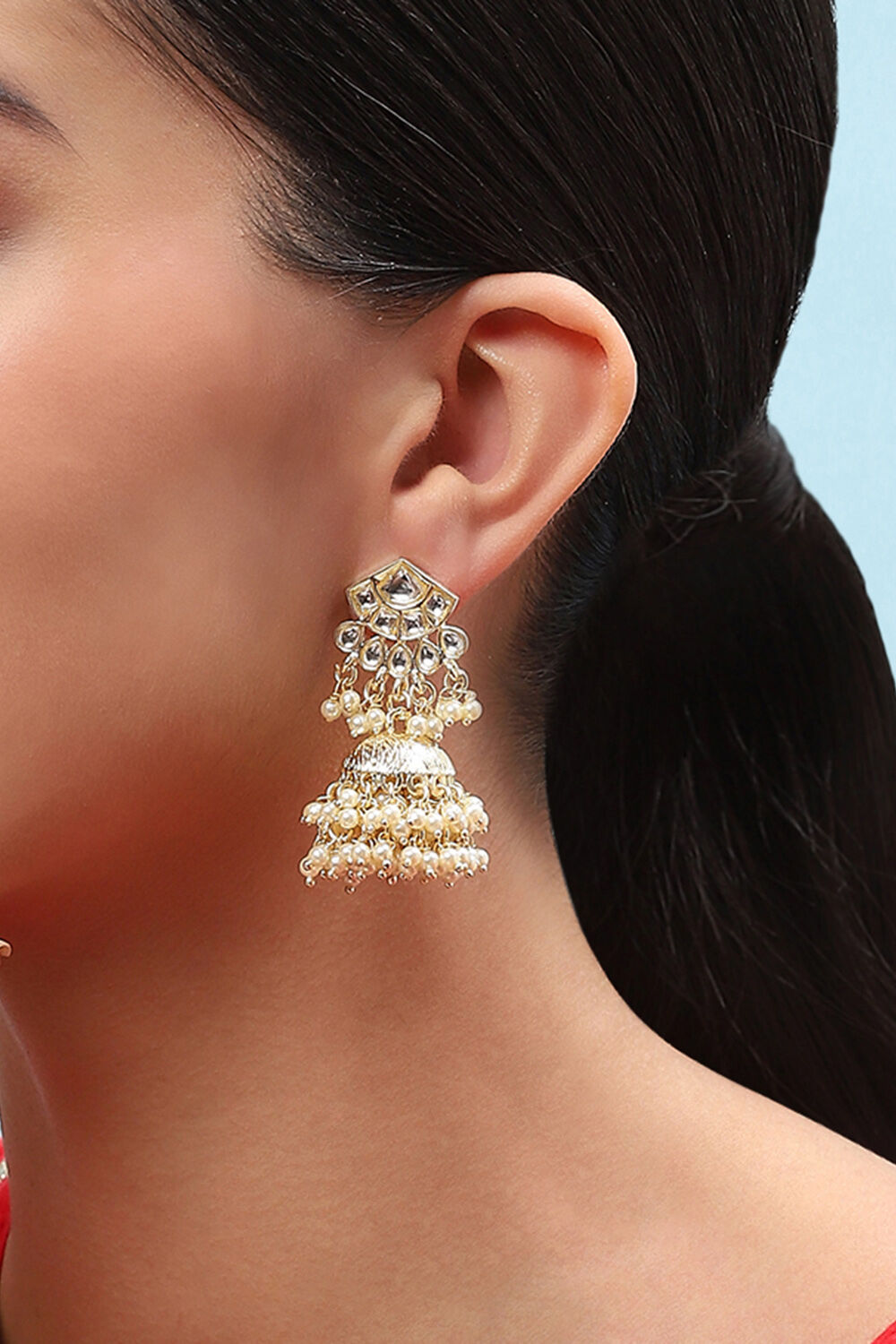 Gold Brass Earrings image number 3