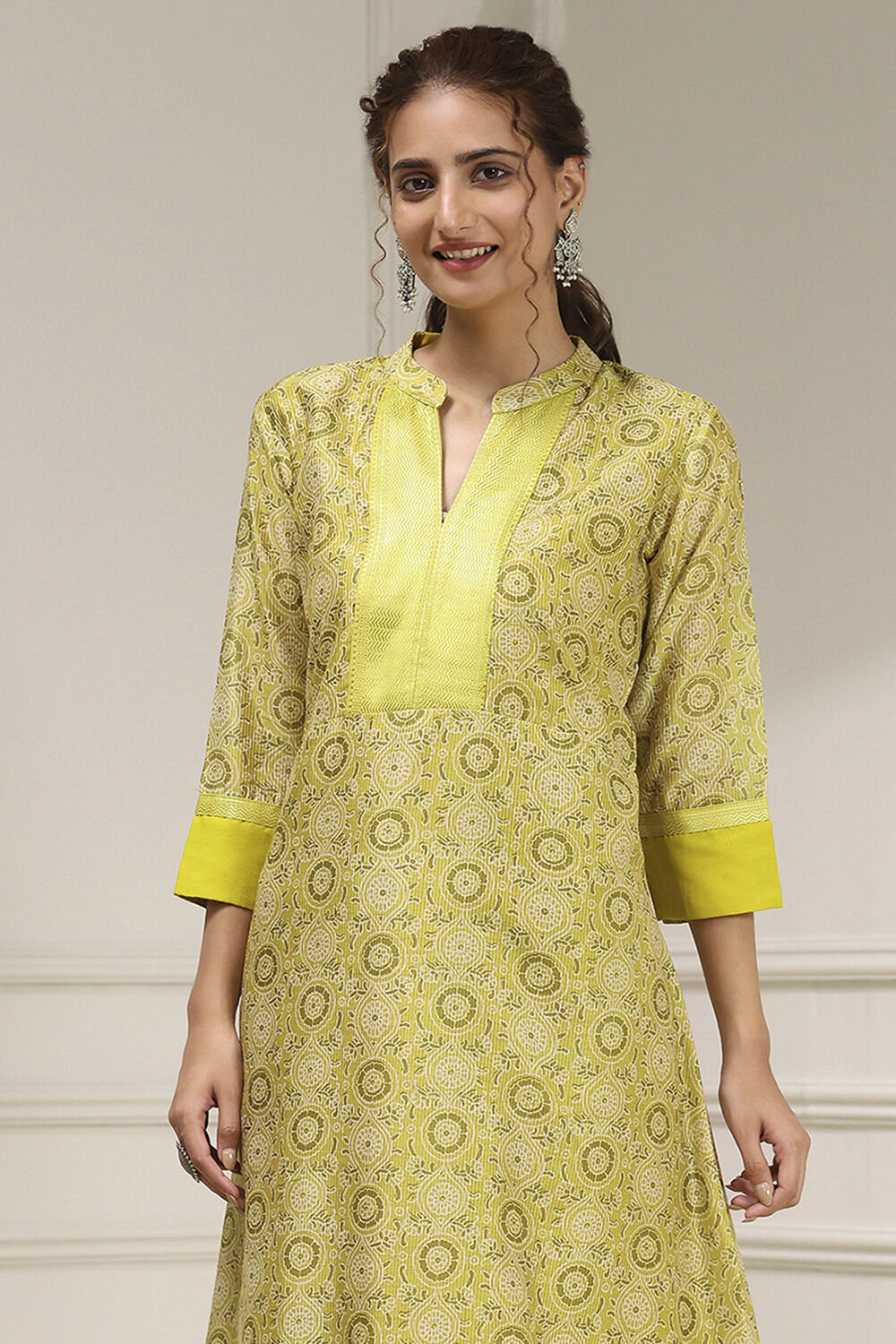 Yellow Cotton Digital Print Unstitched Suit Set image number 2