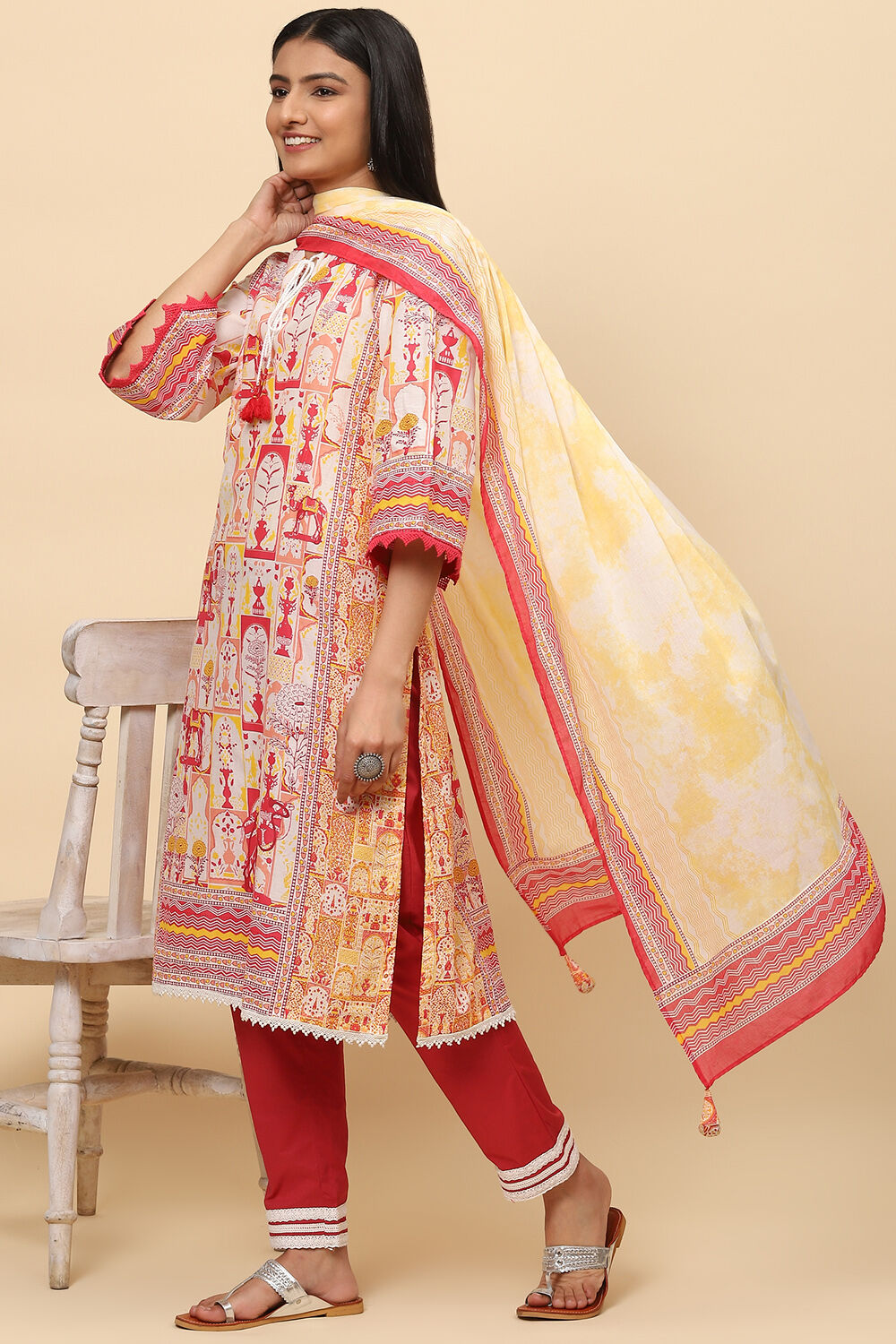 Indigo Cotton Straight Kurta Regular Pant Suit Set image number 7