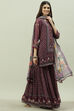 Purple Art Silk Sharara Kurta Garara Suit Set