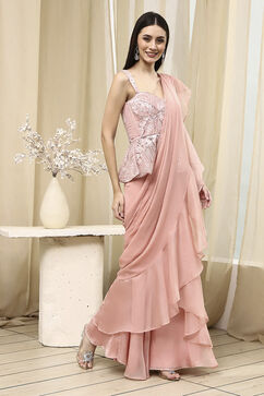 Nude Nylon Saree image number 5