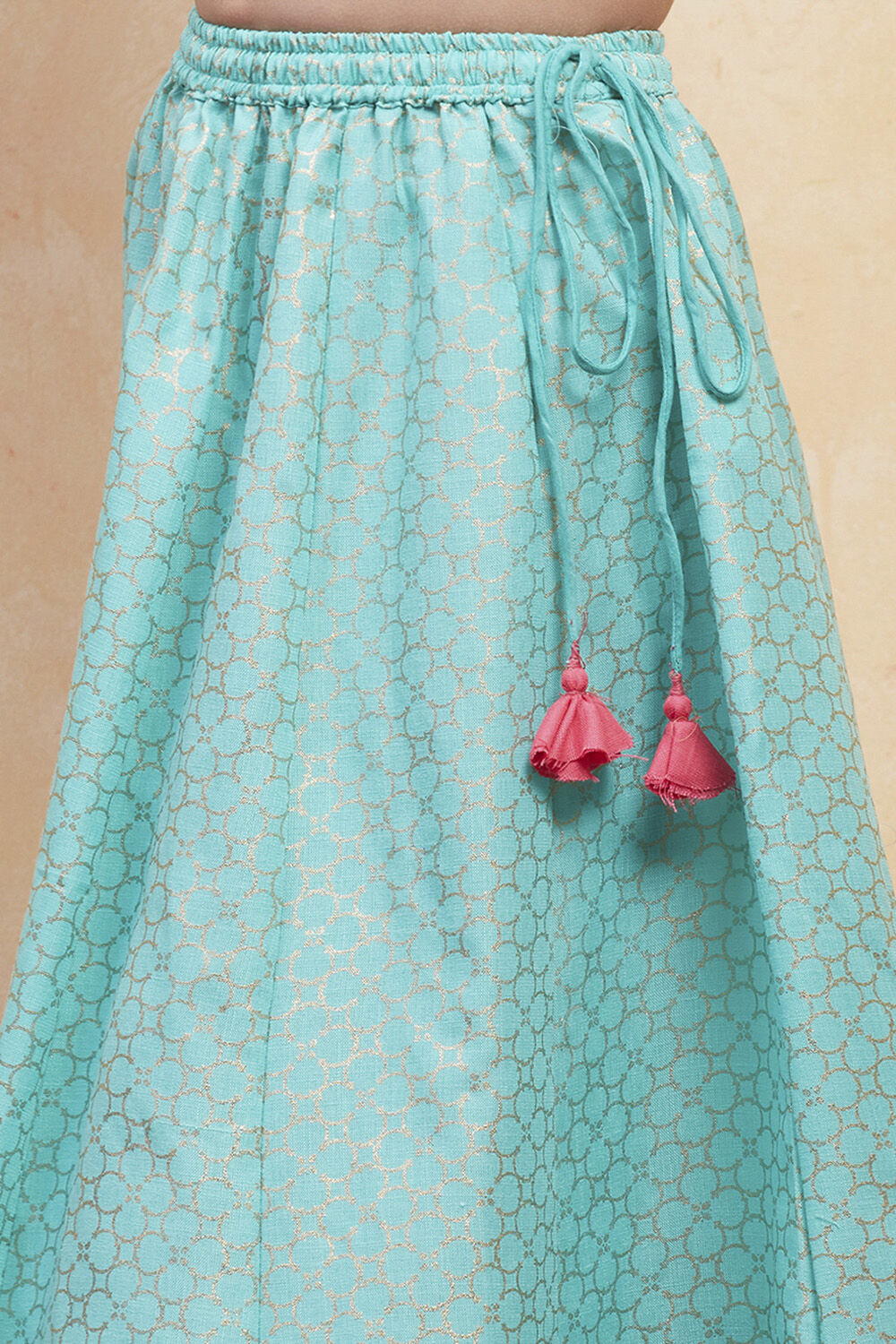 Turquoise Printed Flared Lehenga Set image number 2