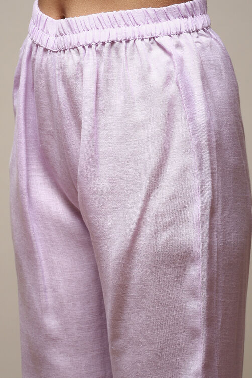 Lavender Linen Machine Embroidered Unstitched Suit Set image number 16