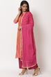 Rani Pink Embroidered Easy Stitch Suit Set image number 2