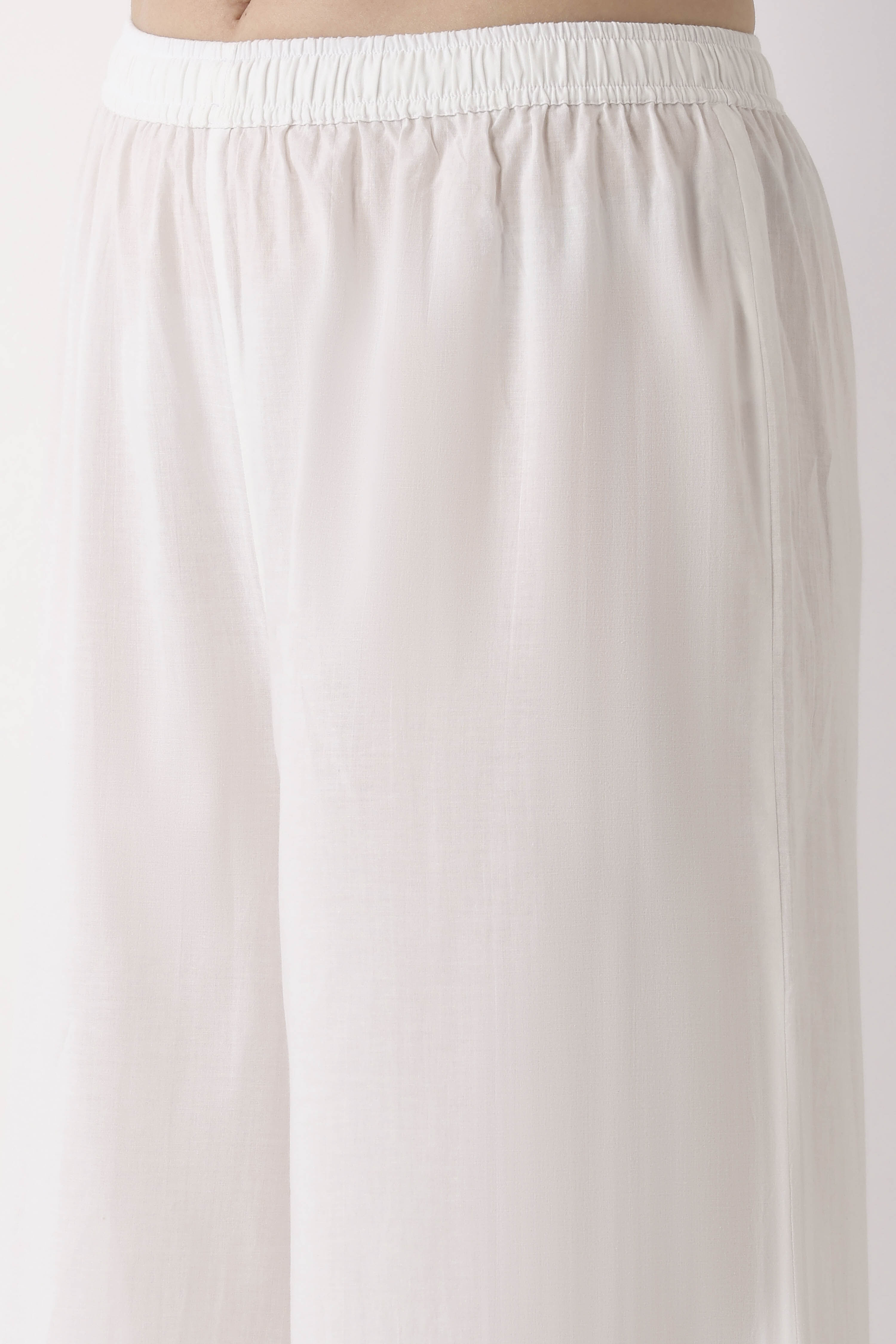 Light Pink Cotton Flared Palazzos image number 1