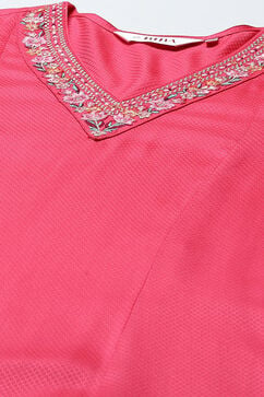 Fuschia Rayon Straight Suit Set image number 1