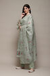 Green Cotton Blend Printed Unstitched Suit Set image number 6