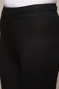 Black Cotton Blend Solid Leggings image number 1