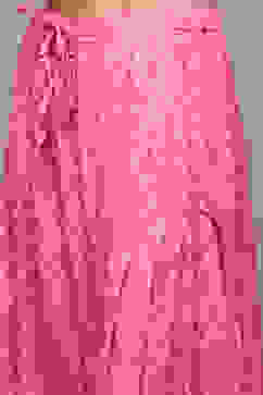 Pink Rayon Straight Kurta Cross Yoke Salwar Suit Set image number 2