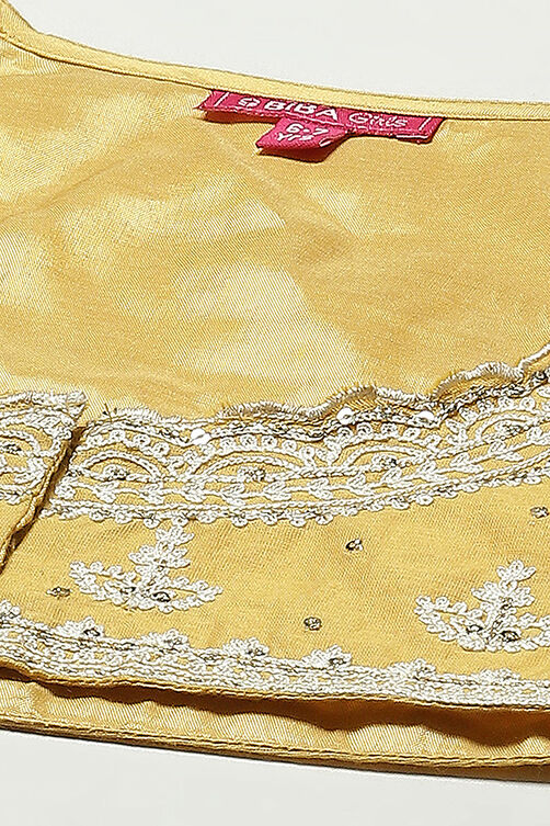 Yellow Cotton Blend Kalidar Kurta Straight Palazzo Suit Set image number 1