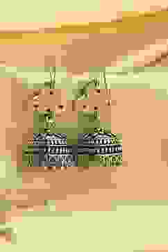 Mint Green Brass Jhumka image number 2