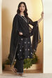 Black Yarndyed Straight Kurta Set