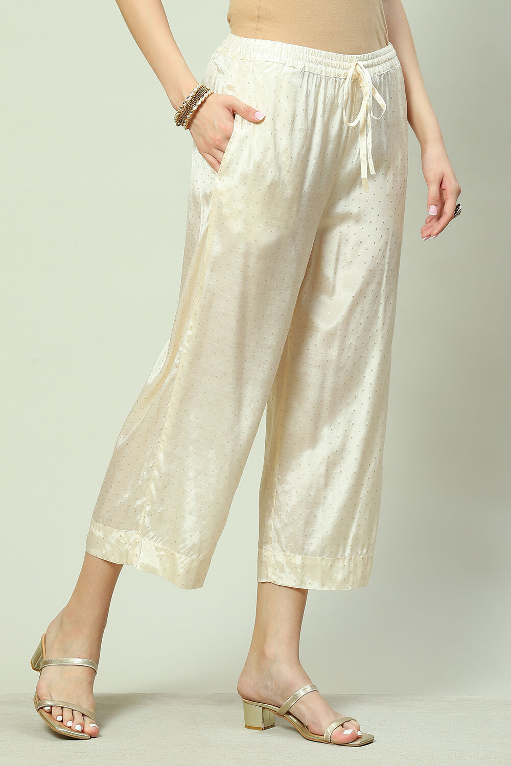 Off White Viscose Palazzo image number 3