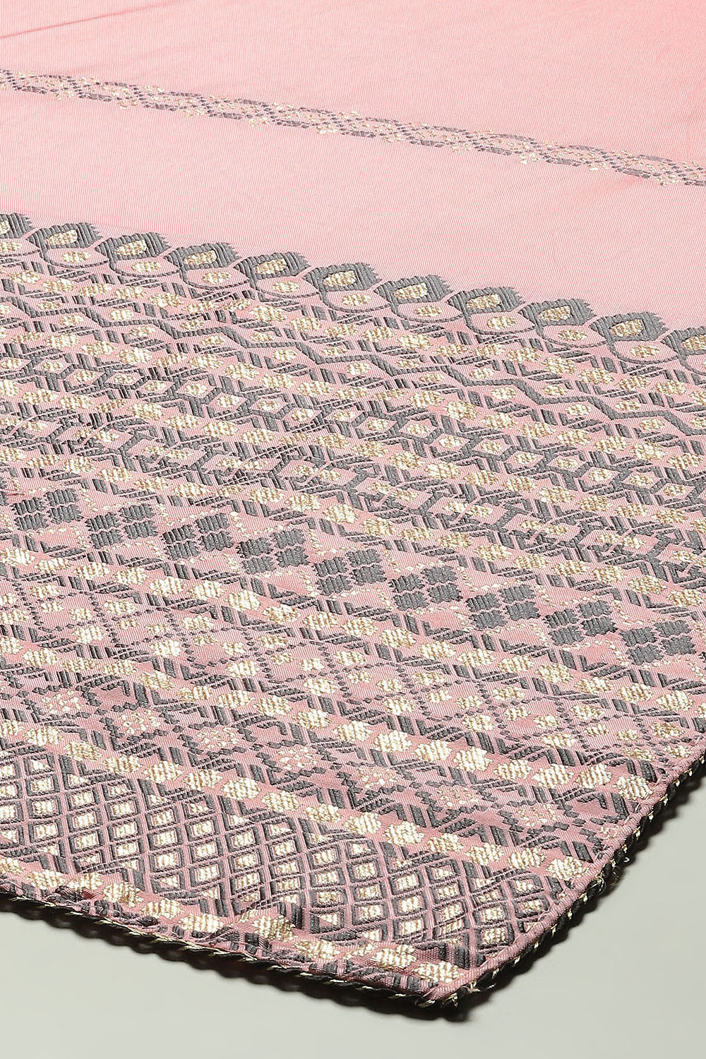 Blue Chanderi Unstitched Suit Set image number 4