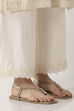 Off White Viscose Blend Straight Palazzos image number 6