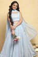Blue Polyester Embroidered Kalidar Lehenga Set image number 7