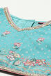 Turquoise Polyester Short Kurta Printed Lehenga Set image number 1