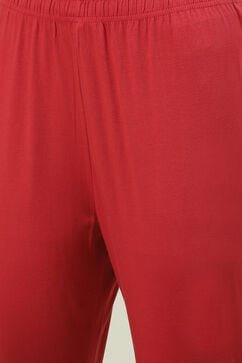 Dark Red Cotton Blend Solid Churidar image number 1