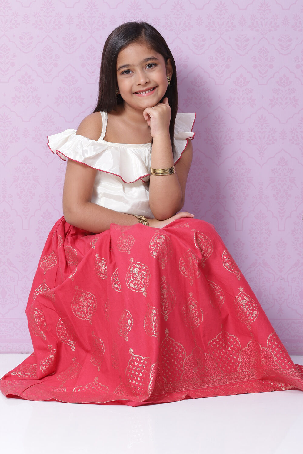 Berry Red Viscose Lehenga Set image number 6