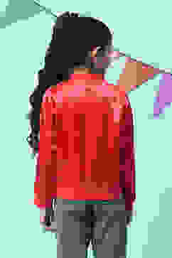 Red Viscose Blend Jacket image number 3