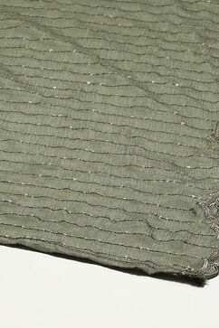 Metalic & Green Banarasi Silk Digital Print Unstitched Suit Set image number 4