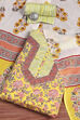 Green Cotton Screen Print Unstitched Suit Set image number 0