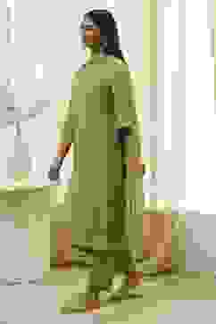 Green Solid A-Line Suit Set image number 3