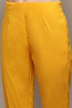 Yellow Cambric Flared Kurta Pant Suit Set image number 2