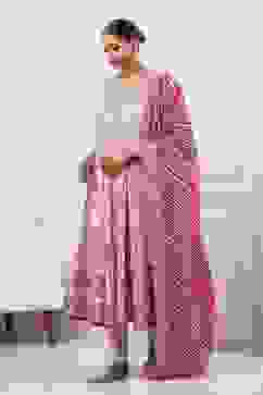 Fuchsia Cotton Floral Printed Kalidar Suit Set image number 3