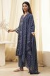 Indigo Pure Cotton Straight Suit Set image number 3