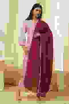 Red Cotton Solid Dupatta image number 2