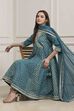 Teal Green Poly Cotton Anarkali Suit Set