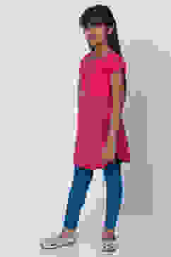 Pink Cotton Straight Kurta Capri Suit Set image number 2