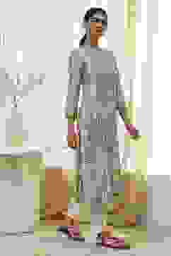 Teal Printed Straight Kurta image number 4