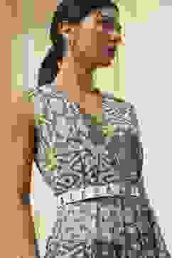 Green Cotton Printed Flared Jumpsuit image number 1