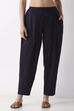 Indigo Blue Viscose Rayon Relaxed Solid Pants image number 4