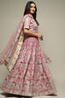 Pink Viscose Embroidered Lehenga Set image number 5