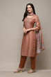 Rust Chanderi Blend Woven Unstitched Suit Set image number 6