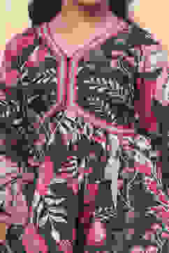 Teal Polyester Printed Gathered Sharara Suit Set image number 1