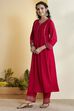Pink Viscose Blend Solid Flared Kurta image number 3