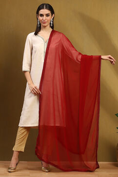 Maroon Polyester Dupatta image number 4