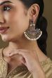 Multicolour Oxidised Brass Studded Chandbalis image number 1