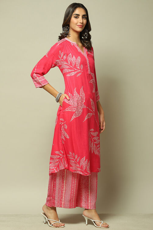 Pink LIVA Straight Printed 2 Piece Set image number 5