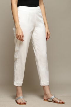 Off White Cotton Blend Narrow Pant image number 4