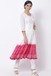 White And Blue Cotton Anarkali Kurta Churidar Suit Set image number 3