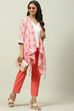 Pink Asymmetric Printed Jacket image number 6