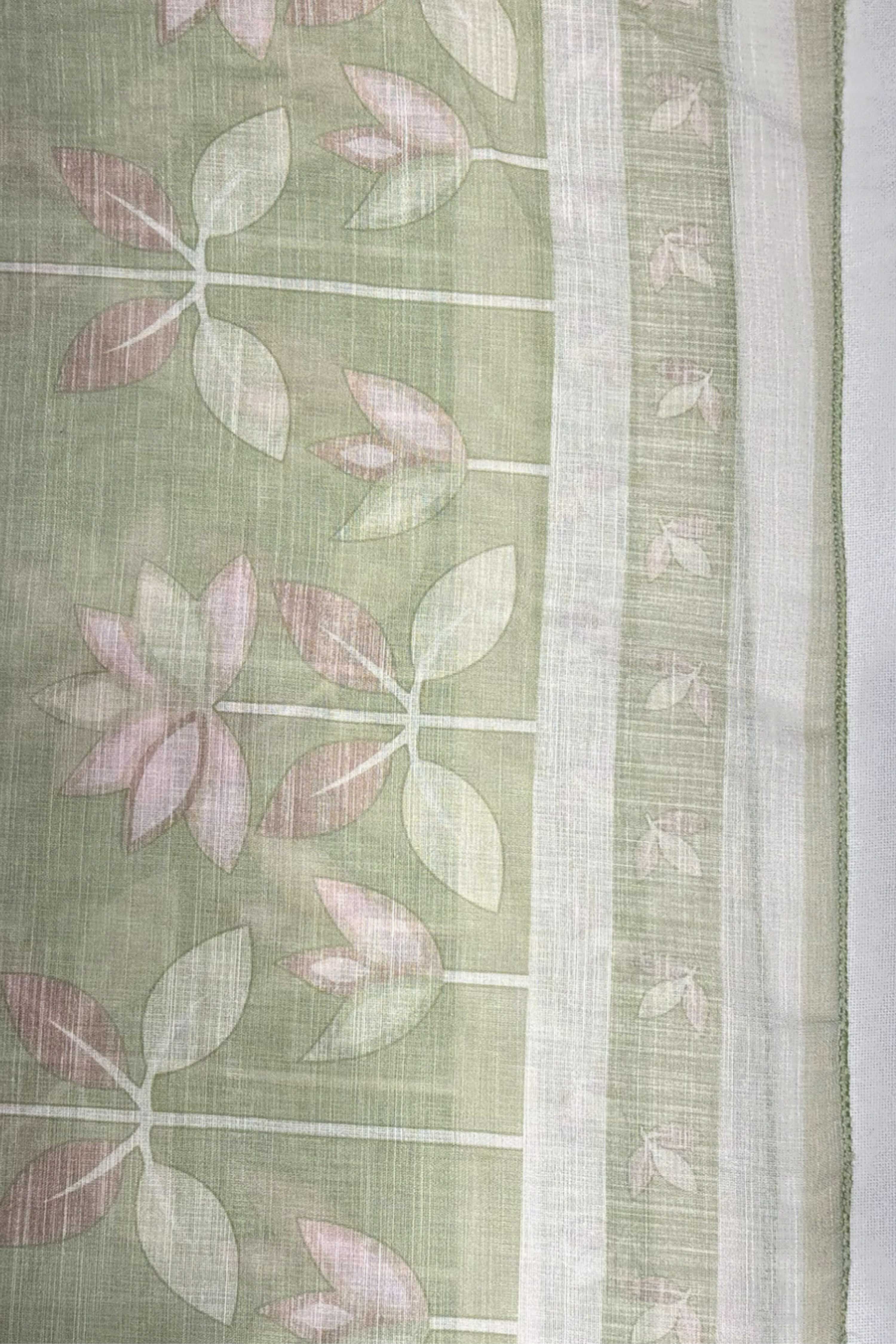Peach Linen Printed Unstitched Suit Set image number 5
