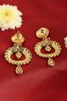 Gold Plated Brass Studded Drop Earrings image number 2