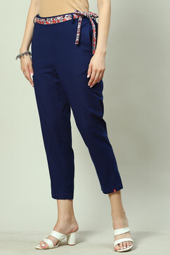 Navy Cotton Blend Palazzo image number 0